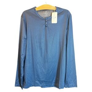 CON.STRUCT Dot Print Henley Shirt Long Sleeve Casual‎ Top New Size M